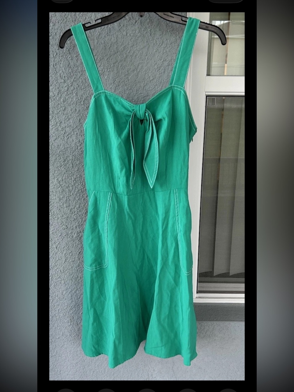 A New Day Smocked Back Adjustable Straps Pockets Tie Front Detail Dress Size L